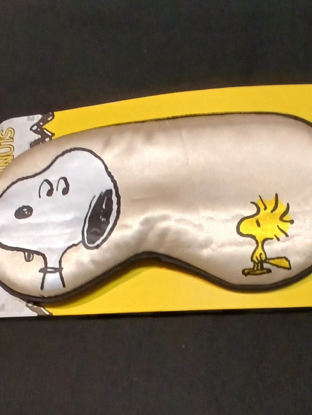 Peanuts -Sleep Mask, Fabric Covered Elastic Headband Snoopy/Woodstock On Front